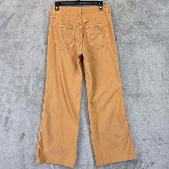 AMO Sylvia Straight Leg Pants Womens 28 Tan High Rise Button Fly Denim Flawed - Picture 12 of 16